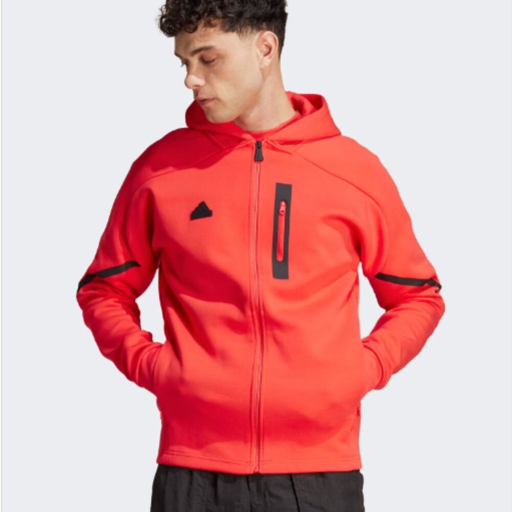 NWOT Adidas Designed for Gameday Full-Zip Hoodie Red Slim Fit IC8050